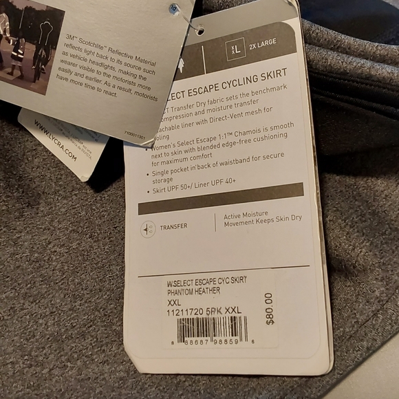 NWT PEARL IZUMI Women's Sugar Skirt - Standard size Extra Large- Grey Reflective - Picture 6 of 6